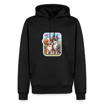 Lovely Dog Couple - Men’s Premium Organic Hoodie - black - Front - Nico (187cm)