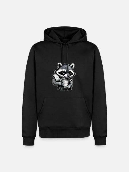 Limo trinkender Waschbär - Männer Premium Bio Hoodie - Schwarz