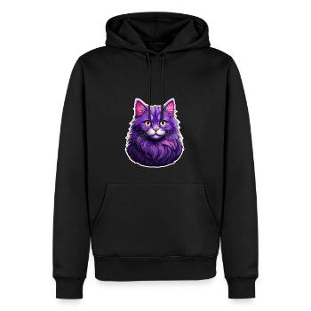 Katze modernes Design lila - Männer Premium Bio Hoodie - Schwarz - Vorne - Nico (187cm)