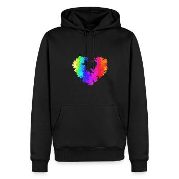 Blumenherz, bunt, farben, Graffiti,regenbogen - Männer Premium Bio Hoodie - Schwarz - Vorne - Nico (187cm)