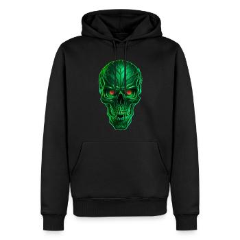 Green Techno Skull - Männer Premium Bio Hoodie - Schwarz - Vorne - Nico (187cm)