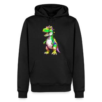 Regenbogen T-Rex Dinosaurier - Männer Premium Bio Hoodie - Schwarz - Vorne - Nico (187cm)