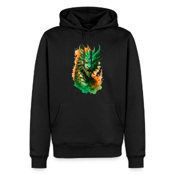 majestätischer Drache in Flammen - Männer Premium Bio Hoodie - Schwarz - Vorne - Nico (187cm)