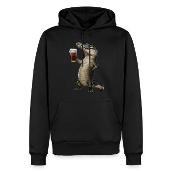 Krokodil Bier - Männer Premium Bio Hoodie - Schwarz - Vorne - Nico (187cm)