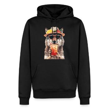 Wolf - Männer Premium Bio Hoodie - Schwarz - Vorne - Nico (187cm)