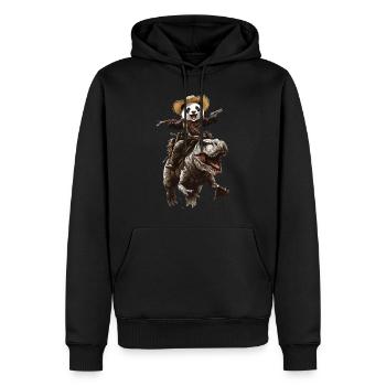 Panda - Männer Premium Bio Hoodie - Schwarz - Vorne - Nico (187cm)