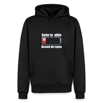 Citation batterie faible. Téléchargement énergie - Sweat à capuche Premium bio Homme - noir - Devant - Nico (187cm)