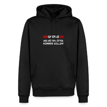 abigasmus - Abitur - Abi Motto - Abschluss 2024 - Männer Premium Bio Hoodie - Schwarz - Vorne - Nico (187cm)