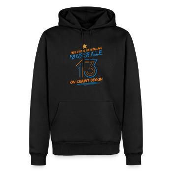 Marseille 13 - Sweat à capuche Premium bio Homme - noir - Devant - Nico (187cm)