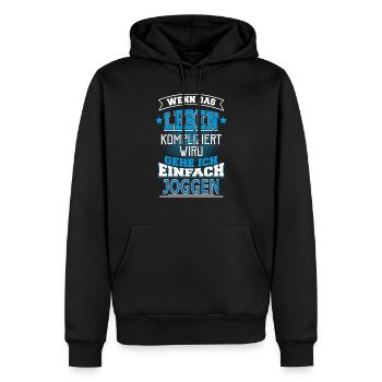 JOGGEN - Männer Premium Bio Hoodie - Schwarz - Vorne - Nico (187cm)