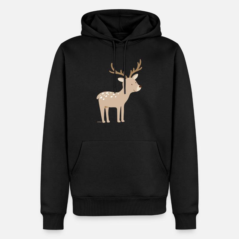 Hirsch - Männer Premium Bio Hoodie - Schwarz