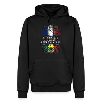 Racines Sénégalaises - Sweat à capuche Premium bio Homme - noir - Devant - Nico (187cm)