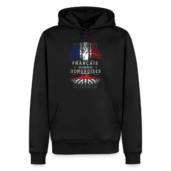Racines Hongroises - Sweat à capuche Premium bio Homme - noir - Devant - Nico (187cm)