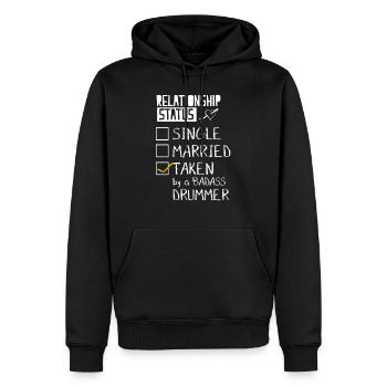 Taken By A Badass Drummer - Sweat à capuche Premium bio Homme - noir - Devant - Nico (187cm)