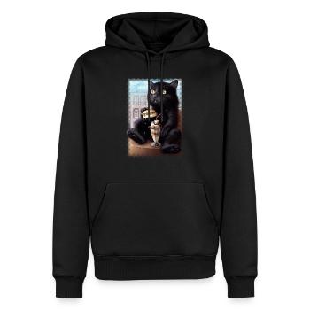 CAESAR 2019 - Männer Premium Bio Hoodie - Schwarz - Vorne - Nico (187cm)