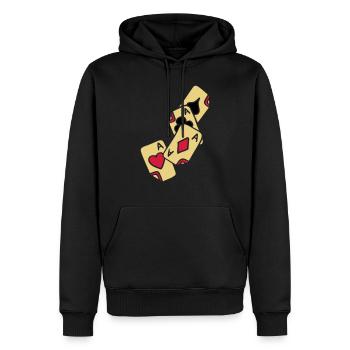 Poker Cards Game Ace Heart Spade Cross Caro Tattoo - Männer Premium Bio Hoodie - Schwarz - Vorne - Nico (187cm)
