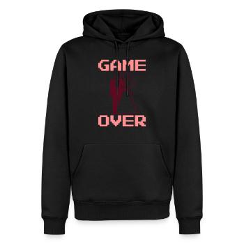 Game Over - Sweat à capuche Premium bio Homme - noir - Devant - Nico (187cm)