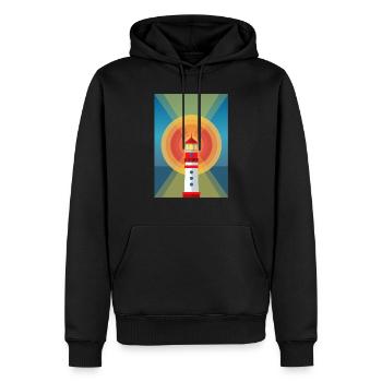 Phare lumineux - Sweat à capuche Premium bio Homme - noir - Devant - Nico (187cm)