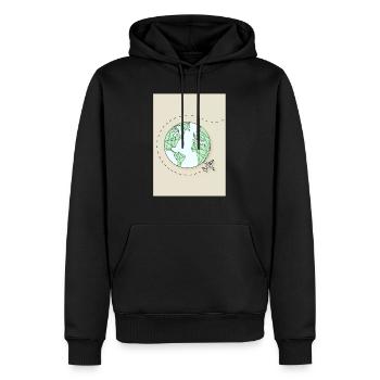 Tour du monde en avion - Sweat à capuche Premium bio Homme - noir - Devant - Nico (187cm)