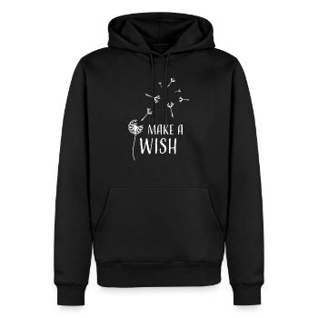 Pusteblume make a wish weiss - Männer Premium Bio Hoodie - Schwarz - Vorne - Nico (187cm)