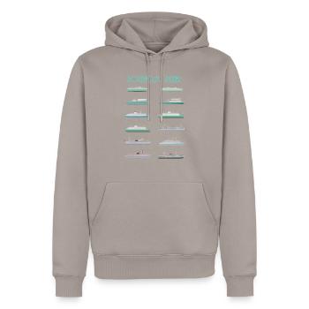 Bornholm Fähren - Männer Premium Bio Hoodie - Taupe - Vorne - Nico (187cm)