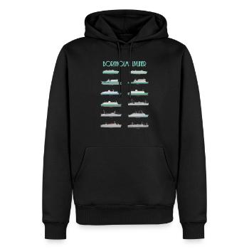 Bornholm Fähren - Männer Premium Bio Hoodie - Schwarz - Vorne - Nico (187cm)