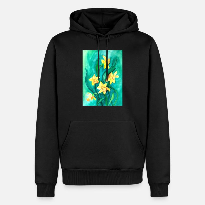 Narzissen - Männer Premium Bio Hoodie - Schwarz