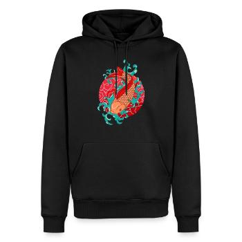 poisson japonais - Sweat à capuche Premium bio Homme - noir - Devant - Nico (187cm)