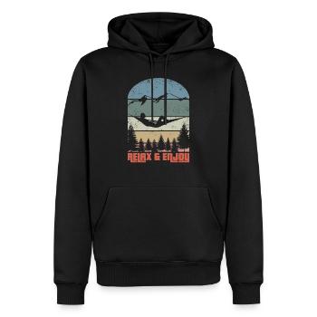 Relax & Enjoy - Männer Premium Bio Hoodie - Schwarz - Vorne - Nico (187cm)