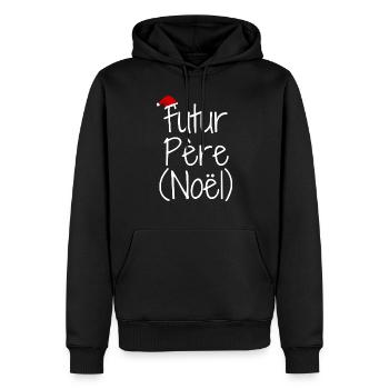 Futur père noël cadeau futur papa - Sweat à capuche Premium bio Homme - noir - Devant - Nico (187cm)