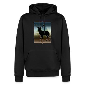 Hirsch - Männer Premium Bio Hoodie - Schwarz - Vorne - Nico (187cm)