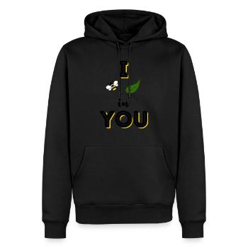 JE BEE FEUILLE EN TOI - Sweat à capuche Premium bio Homme - noir - Devant - Nico (187cm)