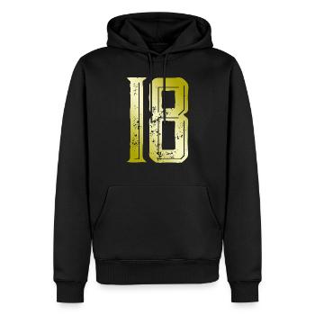 18 Zahl Symbol - Männer Premium Bio Hoodie - Schwarz - Vorne - Nico (187cm)