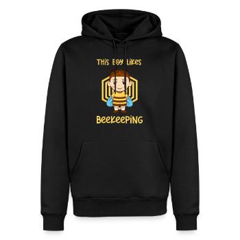 Un garçon aime l'apiculture, le miel d'apiculteur - Sweat à capuche Premium bio Homme - noir - Devant - Nico (187cm)