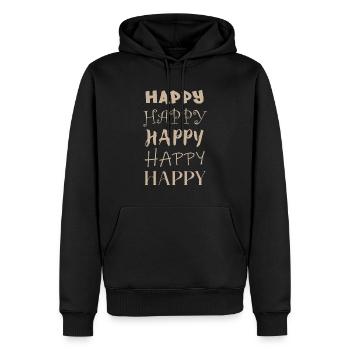 Glücklich glücklich glücklich - freudig - Männer Premium Bio Hoodie - Schwarz - Vorne - Nico (187cm)