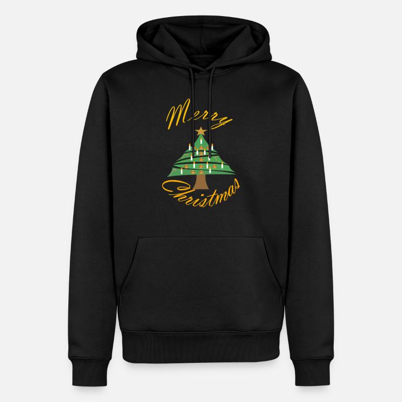 Weihnachtsbild mit Weihnachtsbaum - Männer Premium Bio Hoodie - Schwarz