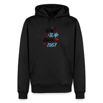 Anniversaire Meilleure épouse depuis 1957 Mariage - Sweat à capuche Premium bio Homme - noir - Devant - Nico (187cm)