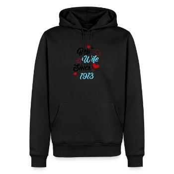 Anniversaire Meilleure épouse depuis 1913 Mariage - Sweat à capuche Premium bio Homme - noir - Devant - Nico (187cm)