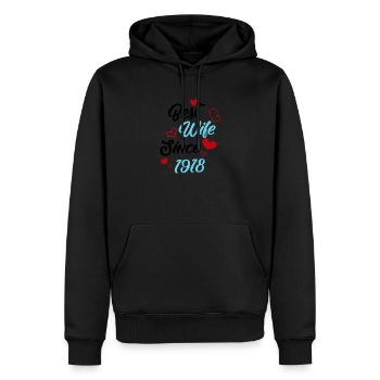 Anniversaire Meilleure épouse depuis 1918 Mariage - Sweat à capuche Premium bio Homme - noir - Devant - Nico (187cm)