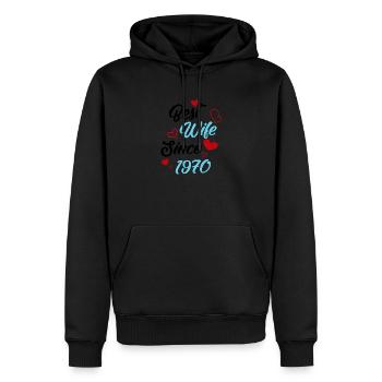Anniversaire Meilleure épouse depuis 1970 Mariage - Sweat à capuche Premium bio Homme - noir - Devant - Nico (187cm)