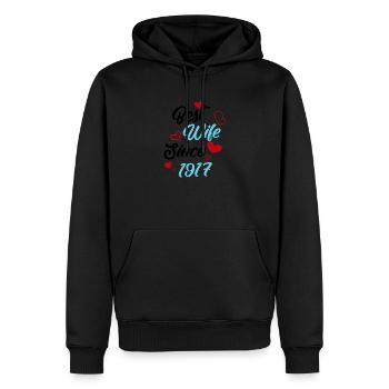 Anniversaire Meilleure épouse depuis 1917 Mariage - Sweat à capuche Premium bio Homme - noir - Devant - Nico (187cm)