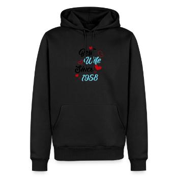 Anniversaire Meilleure épouse depuis 1958 Mariage - Sweat à capuche Premium bio Homme - noir - Devant - Nico (187cm)