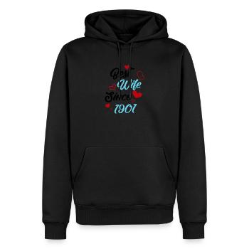 Anniversaire Meilleure épouse depuis 1901 Mariage - Sweat à capuche Premium bio Homme - noir - Devant - Nico (187cm)