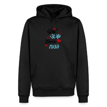 Anniversaire Meilleure épouse depuis 1939 Mariage - Sweat à capuche Premium bio Homme - noir - Devant - Nico (187cm)