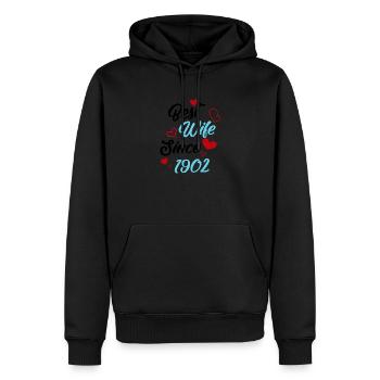 Anniversaire Meilleure épouse depuis 1902 Mariage - Sweat à capuche Premium bio Homme - noir - Devant - Nico (187cm)