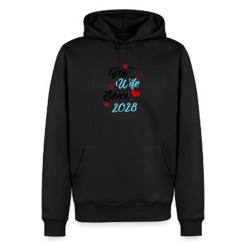 Anniversaire Meilleure épouse depuis 2028 Mariage - Sweat à capuche Premium bio Homme - noir - Devant - Nico (187cm)