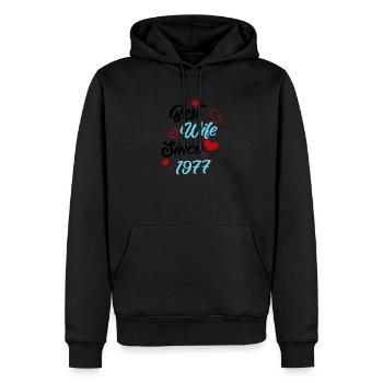 Anniversaire Meilleure épouse depuis 1977 Mariage - Sweat à capuche Premium bio Homme - noir - Devant - Nico (187cm)