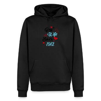 Jubiläum Trauerbeste Ehefrau seit 1912 Hochzeit - Männer Premium Bio Hoodie - Schwarz - Vorne - Nico (187cm)
