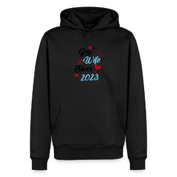 Anniversaire Meilleure épouse depuis 2023 Mariage - Sweat à capuche Premium bio Homme - noir - Devant - Nico (187cm)