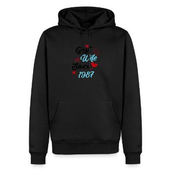 Anniversaire Meilleure épouse depuis 1987 Mariage - Sweat à capuche Premium bio Homme - noir - Devant - Nico (187cm)